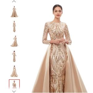 Brand new stunning formal long sleeved sequin dress with train dress size 4